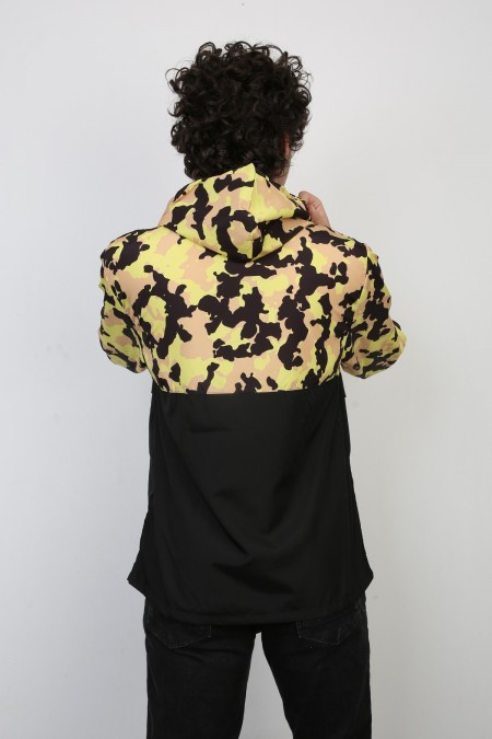 Kapşonlu Yarım Fermuarlı Mevsimlik Mont