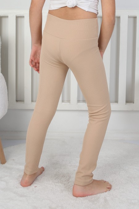 Şardonlu Fitilli Kumaş Arma Detaylı Vizon Tayt