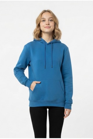 Kadın Kapşonlu Cepli Şardonlu Kalın Günlük Rahat Kesim Sweatshirt 