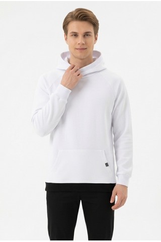 Erkek Üç İplik Şardonlu Kumaş Kapşonlu Kanguru Cepli Alttan Çıkmalı  Günlük Sweatshirt