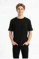 Erkek Fitilli Kumaş Bisiklet Yaka Slim Fit Esnek Kısa Kollu Yazlık Tişört