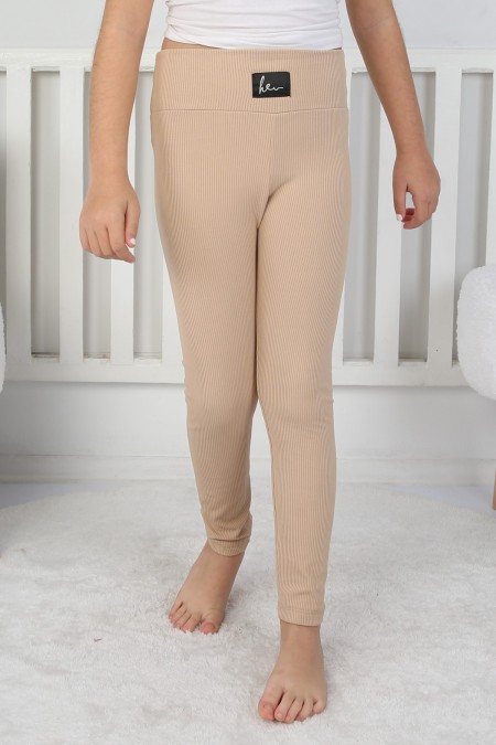 Şardonlu Fitilli Kumaş Arma Detaylı Vizon Tayt