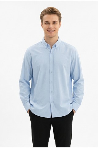 Erkek Armürlü Bengalin Kumaş Uzun Kollu Slim Fit Gömlek 