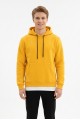 Erkek Üç İplik Şardonlu Kapşonlu Kanguru Cepli Alttan Çıkmalı Günlük Sweatshirt