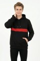 Erkek Üç İplik Kapşonlu Kalın Çizgili Kanguru Cepli Günlük Sweatshirt