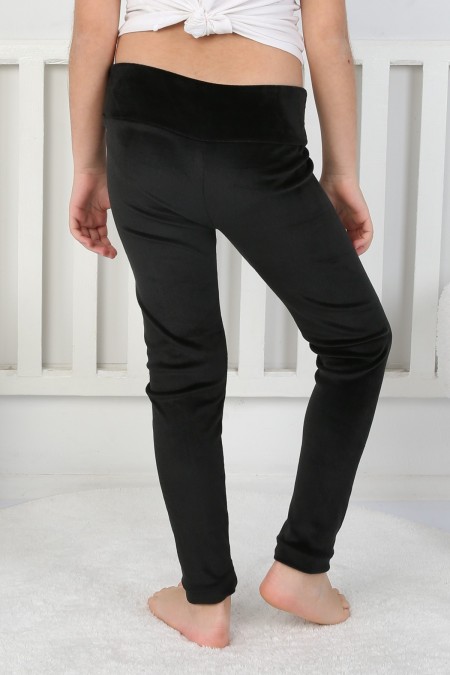 Likralı Kadife Kumaş Arma Detaylı Tayt