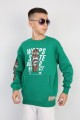 Üç İplik Şardonlu Baskılı Kanguru Cepli Erkek Çocuk Günlük Sweatshirt