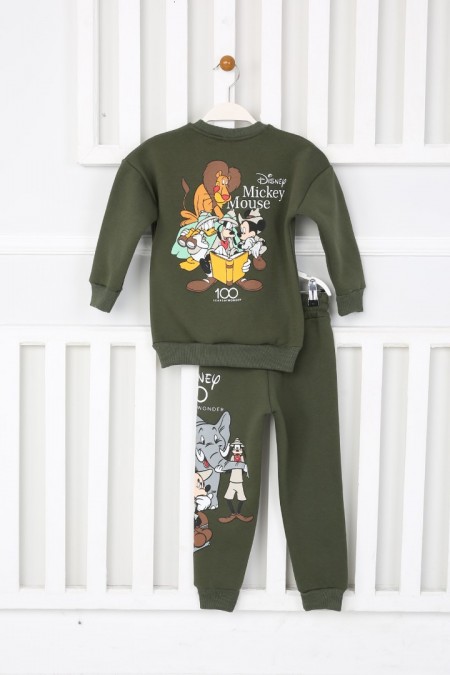 Üç İplik Şardonlu Baskılı Haki Takım 