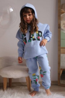 Üç İplik Kpşonlu Şardonlu Baskılı Mavi Takım 