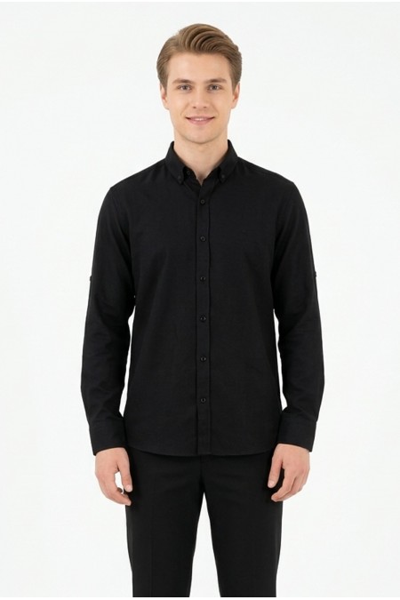 Erkek Armürlü Bengalin Kumaş Uzun Kollu Slim Fit Gömlek 