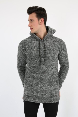 Kapşonlu Kanguru Cepli Erkek Günlük Pelüş Sweatshirt