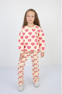 Üç İplik Şardonlu Baskılı Pembe Takım 