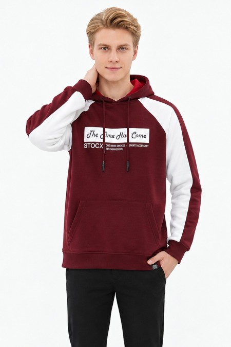 Erkek Üç İplik Kapşonlu Kanguru Cepli Günlük Sweatshirt