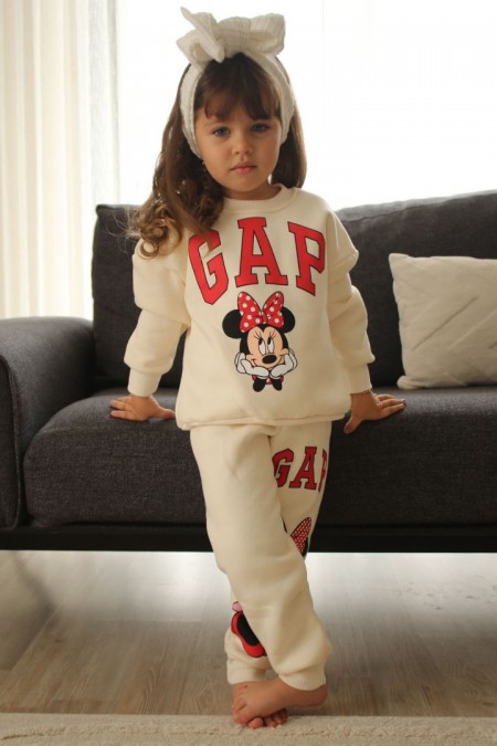 Üç İplik Şardonlu Baskılı Beyaz Takım 