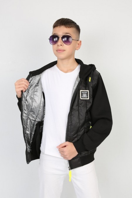 Üç İplik Kapşonlu Fermuarlı İçi Termal Erkek Çocuk Günlük Sweatshirt
