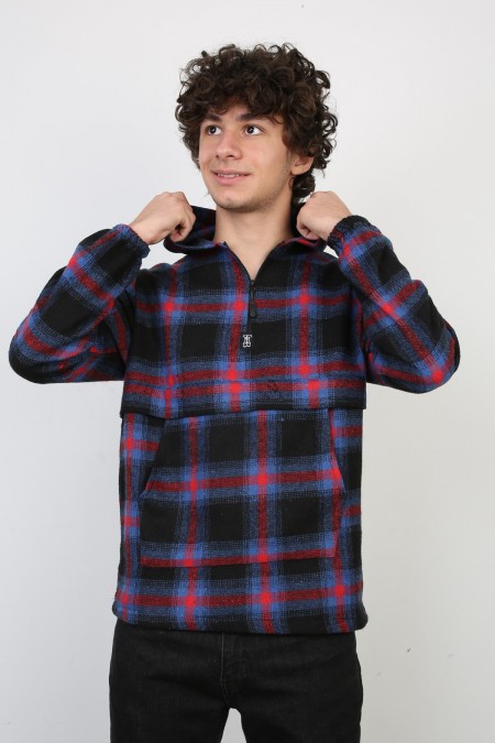 Kapşonlu Yarım Fermuarlı Gömlek 