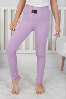 Şardonlu Fitilli Kumaş Arma Detaylı Lila Tayt