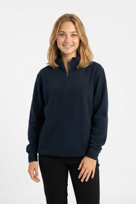Kadın Yarım Fermuarlı Yuvarlak Yaka Günlük Rahat Kesim Sweatshirt