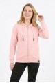 Kadın Üç İplik Şardonsuz Düz Kapüşonlu Fermuarlı Kanguru Cepli Günlük Sweatshirt