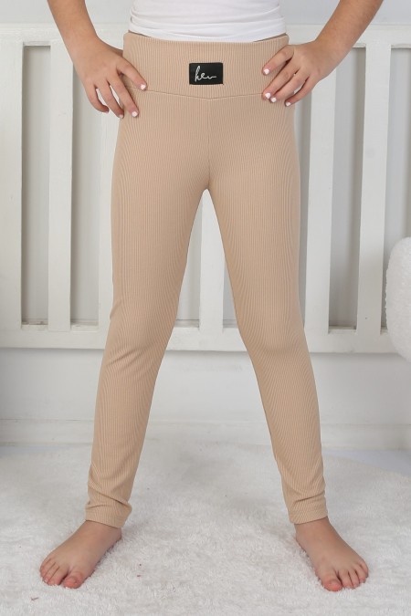 Şardonlu Fitilli Kumaş Arma Detaylı Vizon Tayt