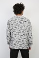 İki İplik Yazı Baskılı Oversize Erkek Günlük Sweatshirt