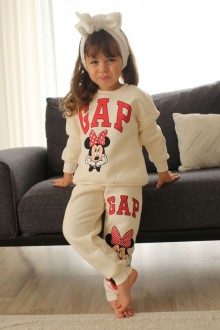 Üç İplik Şardonlu Baskılı Beyaz Takım 