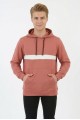 Erkek Üç İplik Kapşonlu Kalın Çizgili Kanguru Cepli Günlük Sweatshirt
