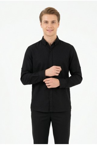 Erkek Armürlü Bengalin Kumaş Uzun Kollu Slim Fit Gömlek 