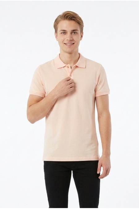 Erkek Basic Polo Yaka Kısa Kollu Slim Fit Pamuklu Örme Tişört
