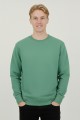 Erkek Yeşil Oversize Bisiklet Yaka Basic Pamuklu Üç İplik Şardonlu Sweatshirt