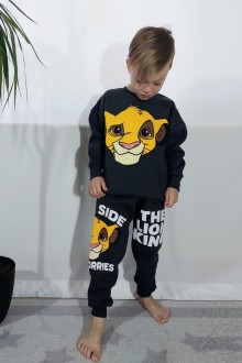 Üç İplik Şardonlu Baskılı Antrasit Takım 