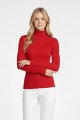 Kadın Kırmızı Balıkçı Yaka Uzun Kollu Fitilli Slim Fit Şık Günlük Triko Body