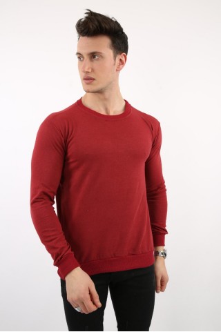 Düz O Yaka Bordo Sweat