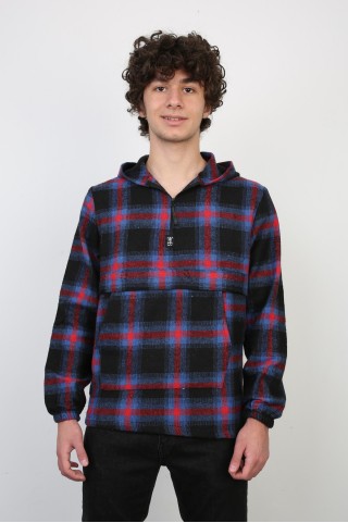 Kapşonlu Yarım Fermuarlı Gömlek 