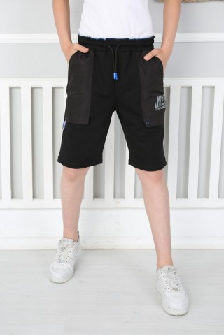 %100 Cotton Kumaş Cepli Siyah Saks Kapri