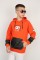 2 İplik Kapşonlu Baskılı Turuncu Sweat