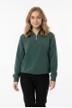 Kadın Yarım Fermuarlı Yuvarlak Yaka Günlük Rahat Kesim Sweatshirt