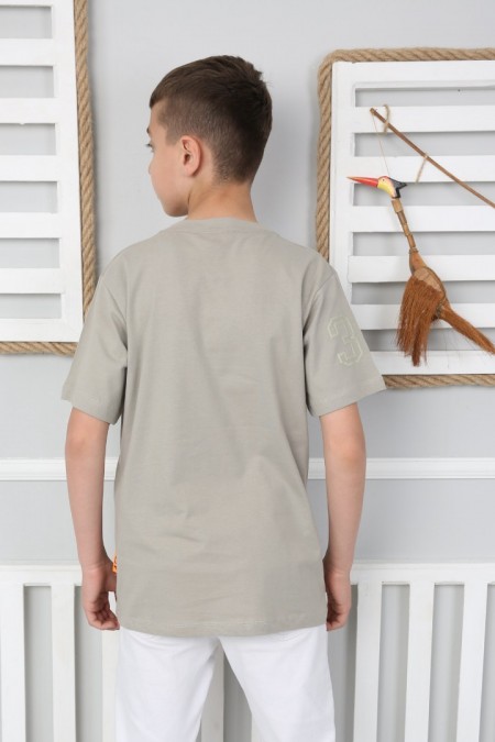 Sıfır Yaka Baskılı %100 Cotton Kumaş Taş Tişört