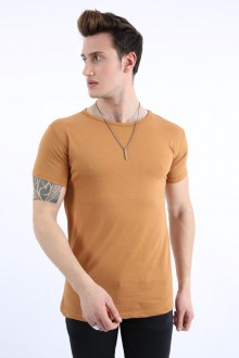 Erkek Bisiklet Yaka Slim Fit Pamuklu Esnek Kumaş Kısa Kollu Günlük Tişört