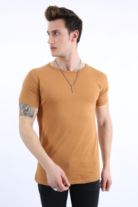 Erkek Bisiklet Yaka Slim Fit Pamuklu Esnek Kumaş Kısa Kollu Günlük Tişört