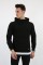 Üç İplik Şardonlu Kumaş Kapşonlu Kanguru Cepli Alttan Çıkmalı Erkek Günlük Sweatshirt