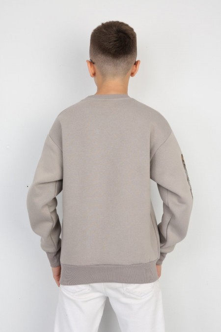 Üç İplik Şardonlu Baskılı Vizon Sweat