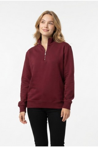 Kadın Yarım Fermuarlı Günlük Rahat Kesim Sweatshirt