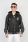 Üç İplik Kapşonlu Fermuarlı Baskılı Antrsit Sweat