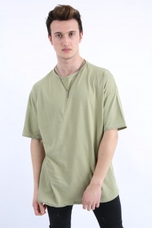 Sıfır Yaka Oversıze Yeşil Tişört