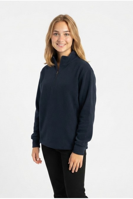 Kadın Yarım Fermuarlı Yuvarlak Yaka Günlük Rahat Kesim Sweatshirt