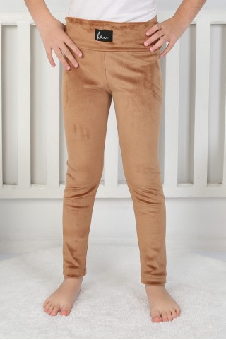 Likralı Kadife Kumaş Arma Detaylı Tayt