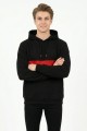 Erkek Üç İplik Kapşonlu Kalın Çizgili Kanguru Cepli Günlük Sweatshirt