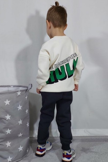 Üç İplik Şardonlu Arka Baskılı Krem Takım 