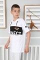 Kapşonlu Baskılı 100% Cotton Beyaz Tişört